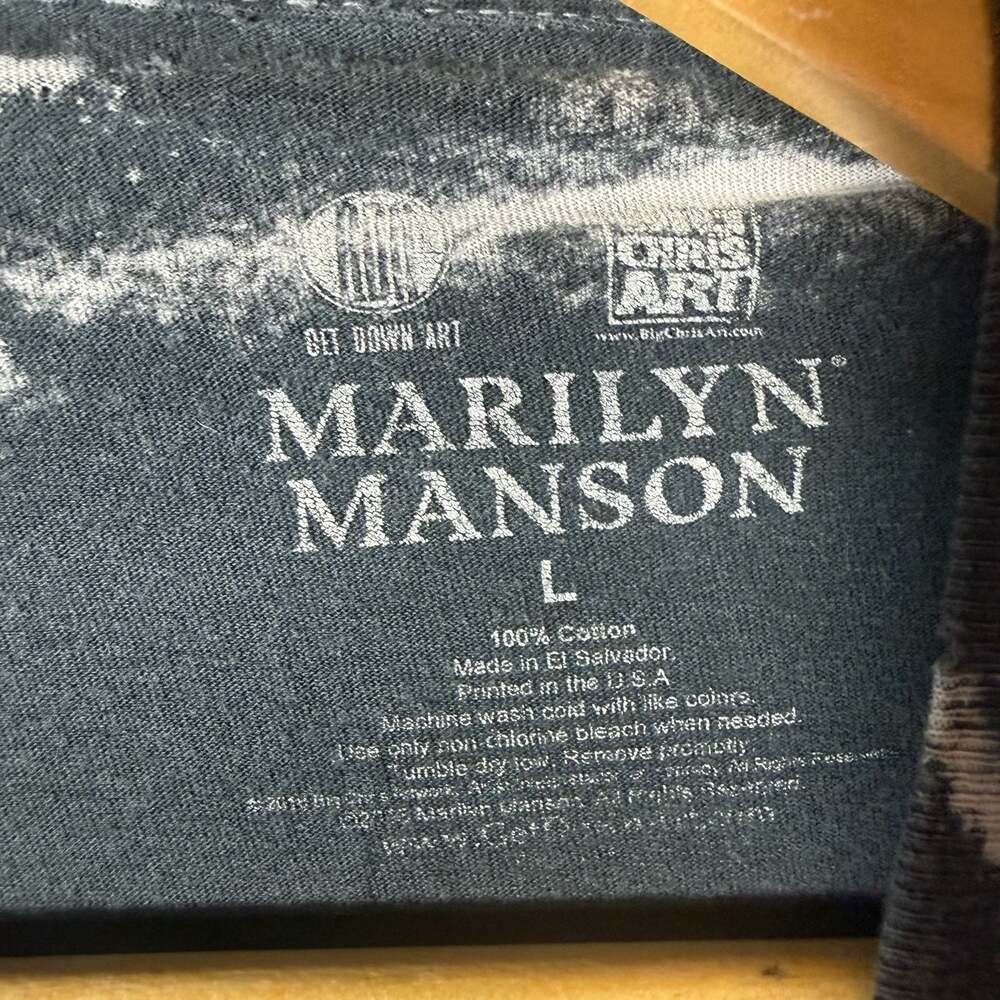 Marilyn Manson Big Chris Art Bleached Distressed Graphic T-Shirt Size L - Picture 6 of 10